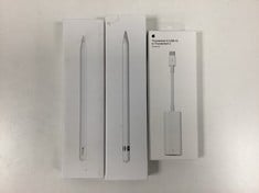 3X INCLUDING APPLE PENCIL MQLY3ZM/A MODEL:A1603 + APPLE PENCIL + ADAPTER THUNDERBOLT 3 (USB-C) TO THUNDERBOLT 2 LOT APPLE (ORIGINAL RRP -€253,00) IN WHITE. (WITH BOX. SEE PICTURES FOR MORE DETAILS AN