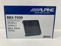 ALPINE BBX-T600 MAX 2 CHANNEL CLASS A/B CAR AMPLIFIER (ORIGINAL RRP -€119,99) IN BLACK. (WITH BOX. WITHOUT CHARGER) [JPTZ7455]