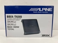 ALPINE BBX-T600 MAX 2 CHANNEL CLASS A/B CAR AMPLIFIER (ORIGINAL RRP -€119,99) IN BLACK. (WITH BOX. WITHOUT CHARGER) [JPTZ7457]