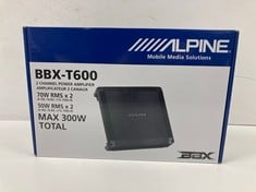 ALPINE BBX-T600 MAX 2 CHANNEL CLASS A/B CAR AMPLIFIER (ORIGINAL RRP -€119,99) IN BLACK. (WITH BOX. WITHOUT CHARGER