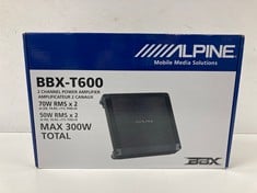 ALPINE BBX-T600 MAX 2 CHANNEL CLASS A/B CAR AMPLIFIER (ORIGINAL RRP -€119,99) IN BLACK. (WITH BOX. WITHOUT CHARGER) [JPTZ7460