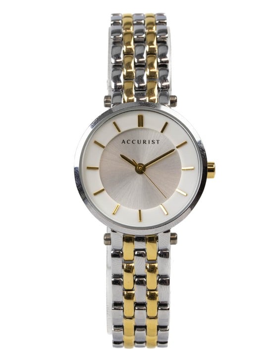 Accurist Quartz Watch, Model: 8007 White Dial with Gold Plated Stainless Steel Bracelet. Brief Condition Report: Ex Display (Not Currently Running) (VAT Only Payable on Buyers Premium)