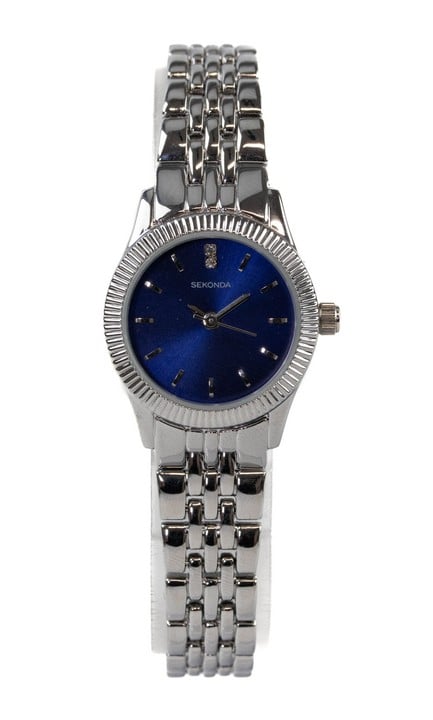 Sekonda Quartz Watch, Model: 2970 AHT Blue Dial with Clear Stone Indices, Stainless Steel Bracelet. Brief Condition Report: Ex Display (Not Currently Running) (VAT Only Payable on Buyers Premium)