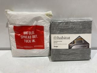 BOX OF ITEMS TO INCLUDE HABITAT STOCKHOLM STRIPE BED SET SINGLE