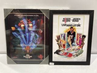 BOX OF ITEMS TO INCLUDE JAMES BOND (LIVE & LET DIE ONE SHEET) FRAME