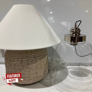 THE WHITE COMPANY LONDON MAWES TABLE LAMP AND ALDEBURGH GLASS PENDANT RRP £290