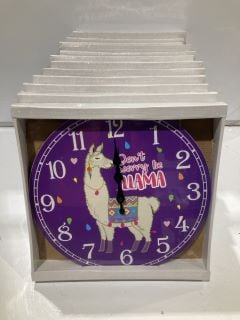 A BOX TO INCLUDE MULTIPLE LLAMA CLOCKS