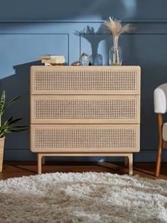 JOHN LEWIS RATTAN  3 DRAWER CHEST OAK RRP £599 (003341960)