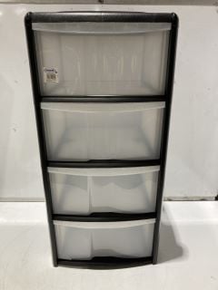 4 DRAWER GREY AND CLEAR PLASTIC SET