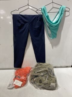 BOX OF ITEMS TO INCLUDE TEAL BIKINI PANTS SIZE 4XL