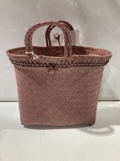 BOX OF PINK AND GREY STRIPE BASKETS