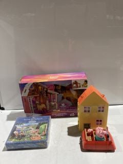 BOX OF ITEMS TO INCLUDE PEPPA PIG TOY CAR WITH CHARACTERS