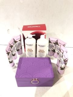 BOX OF ITEMS TO INCLUDE GOLDWELL DUALSENSES RICH REPAIR SET