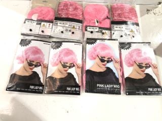 BOX OF ITEMS TO INCLUDE AMSCAN PINK LADY WIG