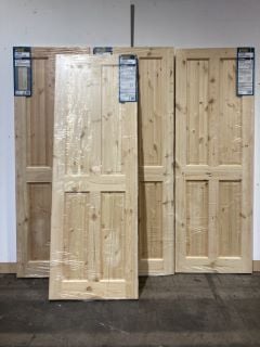 4 X 4 PANEL KNOTTY PINE INTERIOR DOORS (1981 X 686 X 35MM) APPROX RRP £600