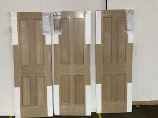 3 X DEVON OAK VENEER INTERTIOR FIRE DOOR (1981 X 838 X 44MM) APPROX RRP £396