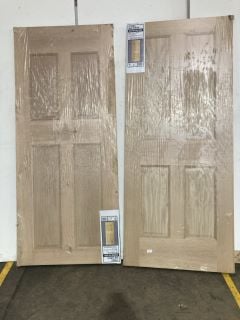 2 X 4 PANEL OAK VENEER INTERIOR FIRE DOOR (1981 X 838 X 44MM) APPROX RRP £264