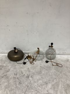 NKUKU LIGHTING TO INCLUDE 2X ZIVA CLUSTER PENDANT LIGHT CLEAR RRP £395, BABA GLASS LAMP GREEN SMOKE RRP £110