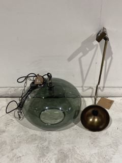 NKUKU LIGHTING TO INCLUDE NKUKU OTORO LARGE GLASS PENDANT GREEN RRP £250, 2X RARNI GLASS DOUBLE WALL LIGHT  RRP £195