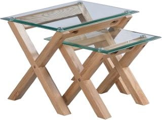 MOVIAN RECTANGULAR NEST OF TABLES & MOVIAN ROUND LAMP TABLE