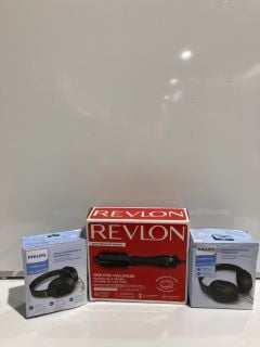 2 PHILIPS 2000 SERIES HEADPHONES & REVLON HAIR DRYER AND VOLUMIZER