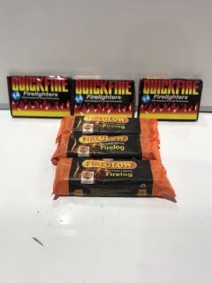 QTY OF QUICKFIRE FIRELIGHTERS TO INCLUDE FIREGLOW FIRELOG