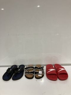 QTY OF ASSORTED ITEMS TO INCLUDE SPEEDO SLIDERS RED UK 11