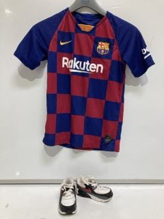 QTY OF ASSORTED CHILDRENS CLOTHING ITEMS TO INCLUDE BARCELONA FOOTBALL JERSEY