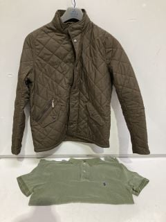 QTY OF ASSORTED CLOTHING ITEMS TO INCLUDE BARBOUR XXL 14/15 COAT