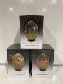 QTY OF GAME OF THRONES EGG PROP REPLICAS TO INCLUDE RHAEGAL DRAGON EGG