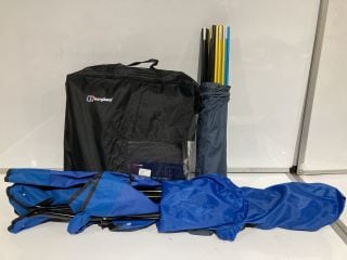 AN ASSORTMENT OF ITEMS TO INCLUDE BERGHAUS AIR 8 TENT FOOTPRINT