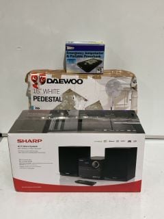 AN ASSORTMENT OF ITEMS TO INCLUDE SHARP HI FI MICRO SYSTEM