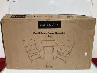 GARDEN VIDA CAPRI 2 SEATER RATTAN BISTRO SET GREY