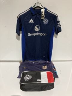 QTY OF ASSORTED FOOTBALL ATTIRE TO INCLUDE MANCHESTER UNITED FOOTBALL JERSEY TOTAL RRP £150