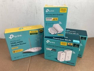 4 X ASSORTED TP-LINK ITEMS TO INCLUDE 300MBPS WIFI VDSL/ADSL MODEM ROUTER - MODEL TD-W9970: LOCATION - H13