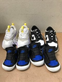 4 X PAIRS OF ASSORTED CHILDRENS TRAINERS TO INCLUDE NIKE DUNK LOW RETRO TRAINERS IN BLACK/WHITE - UK INFANT 6.5: LOCATION - I6