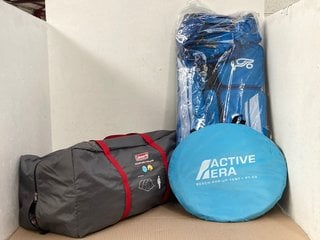 3 X ASSORTED OUTDOOR ITEMS TO INCLUDE ACTIVE ERA BEACH POP UP TENT: LOCATION - H16