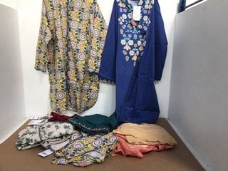 QTY OF ASSORTED WOMENS CLOTHING ITEMS TO INCLUDE YELLOW AND BLUE FLORAL SHIRT - UK SIZE 14: LOCATION - I16