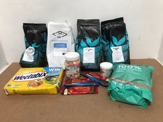 QTY OF ASSORTED FOOD/COFFEE ITEMS TO INCLUDE SUPREME CBD EDIBLE GUMMY BEARS - BBE 9/25: LOCATION - I15