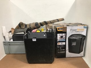 QTY OF ASSORTED ITEMS TO INCLUDE 2 X FELLOWES POWER SHRED PAPER SHREDDERS: LOCATION - I14