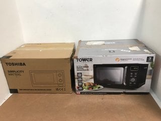 TOSHIBA MM-MM20P MANUAL MICROWAVE TO ALSO INCLUDE TOWER 20L DIGITAL MICROWAVE IN BLACK: LOCATION - I14