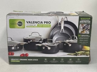 THE ORIGINAL GREENPAN VALENCIA PRO CERAMIC NON-STICK 11 PIECE PAN SET - RRP £212.75: LOCATION - FRONT BOOTH