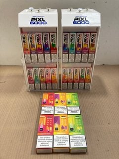 2 X BOXES OF ASSORTED PIXL 6000 PUFF 20MG DISPOSABLE VAPES IN VARIOUS FLAVOURS TO INCLUDE MANGO ICE - (PLEASE NOTE: 18+YEARS ONLY. ID MAY BE REQUIRED): LOCATION - E0