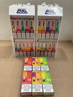 2 X BOXES OF ASSORTED PIXL 6000 PUFF 20MG DISPOSABLE VAPES IN VARIOUS FLAVOURS TO INCLUDE MANGO ICE - (PLEASE NOTE: 18+YEARS ONLY. ID MAY BE REQUIRED): LOCATION - E0