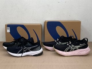 2 X ASICS GEL PULSE 15 WOMENS TRAINERS IN BLACK/WHITE-PINK/BLACK - UK 6: LOCATION - E3