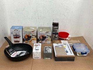 QTY OF KITCHEN ITEMS TO INCLUDE SALTER EGG COOKER & KILNER GLASS BREAKFAST JAR SET (PLEASE NOTE: 18+YEARS ONLY. ID MAY BE REQUIRED): LOCATION - H1