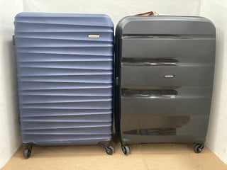 AMERICAN TOURISTER MEDIUM HARD SHELL WHEELED SUITCASE IN BLACK TO ALSO INCLUDE WITTCHEN MEDIUM HARD SHELL WHEELED SUITCASE IN NAVY: LOCATION - E5