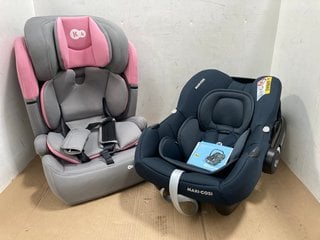 KINDERKRAFT COMFORT GROUP 2/3 CAR SEAT IN GREY/PINK TO ALSO INCLUDE MAXI COSI CABRIOFIX CAR SEAT: LOCATION - E5