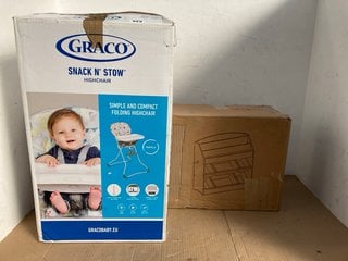 GRACO SNACK N STOW HIGHCHAIR TO ALSO INCLUDE SONGMICS TOY STORAGE SHELF: LOCATION - E11