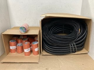 BOX OF PVC ELECTRICAL INSULATION TAPE TO ALSO INCLUDE BOX OF DELFINGEN PLASTIC HOSES IN BLACK - VARIOUS SIZES: LOCATION - E13